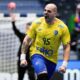 Brazil's Gustavo Rodrigues celebrates during the World Cup handball match between Brazil and Chile at the Unity Arena, in Fornebu, Norway, Wednesday, Jan. 22, 2025. (Stian Lysberg Solum /NTB Scanpix via AP)