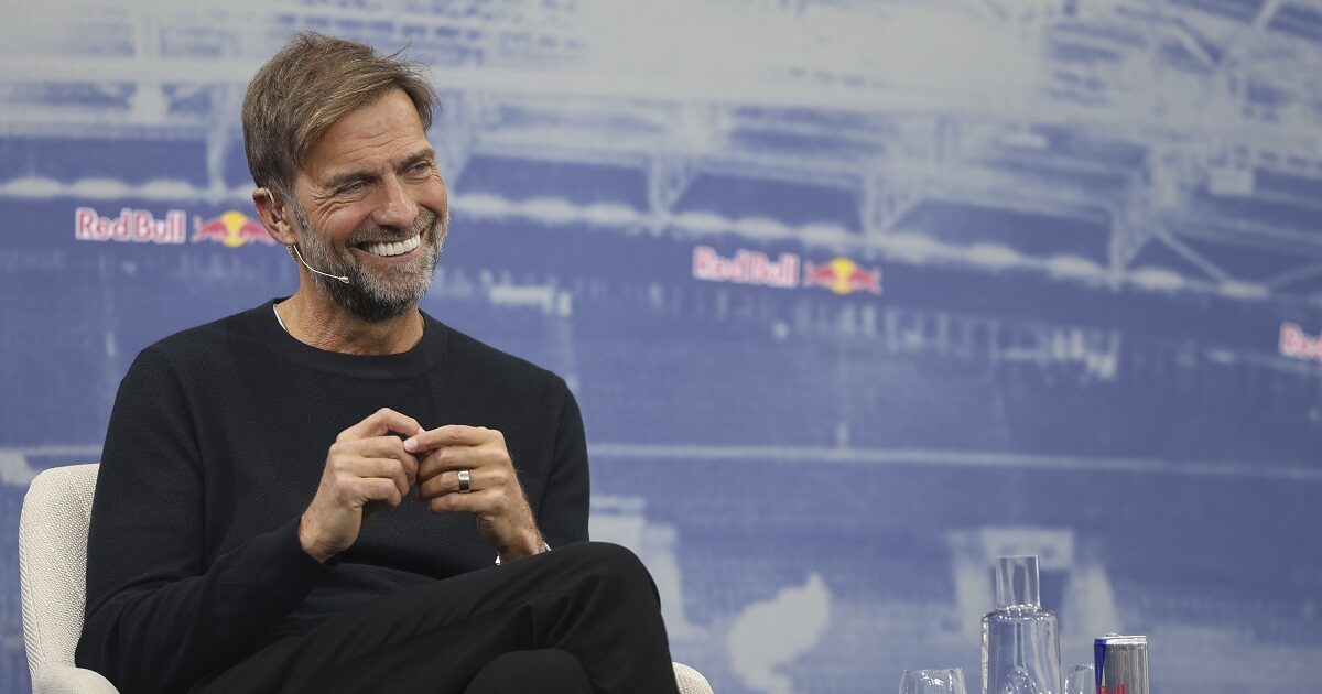 Former soccer coach Juergen Klopp, smiles during a press conference where he officially introduced as Global Head of Soccer at Red Bull in Salzburg, Austria, Tuesday, Jan. 14, 2025. (AP Photo/Haiko Mandl)