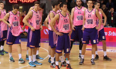 DJORDJE SIMEUNOVIC, NENAD MILJENOVIC i ANDRIJA SIMOVIC tuga kosarkasa Mega Leksa na utakmici finala Kupa Radivoja Koraca, Kupa Srbije protiv Crvene zvezde u hali Cair, Nis 22.02.2015. godine Foto: Marko Metlas Kosarka, Crvena zvezda, Kup Radivoja Koraca, Kup Srbije, Mega Leks