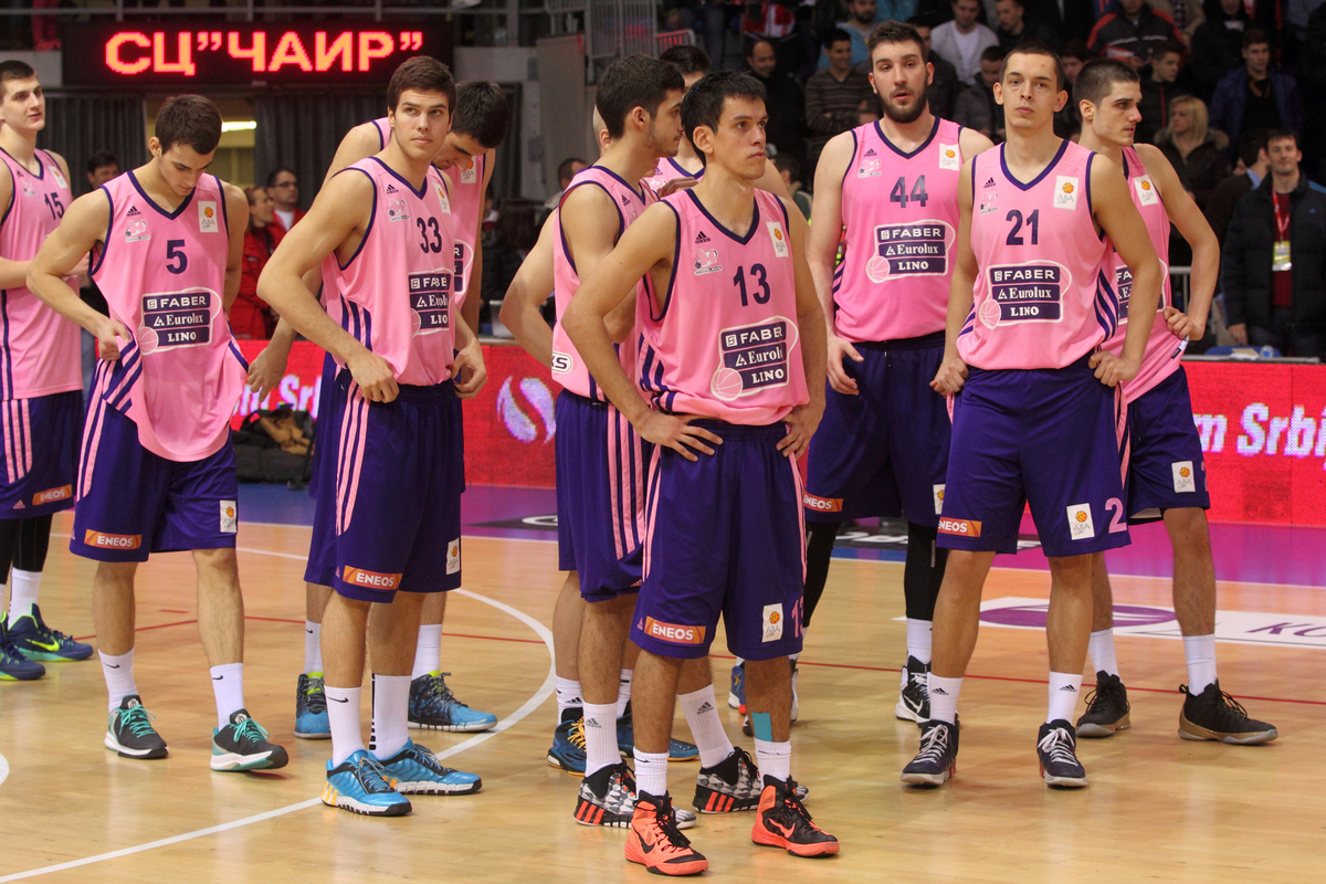 DJORDJE SIMEUNOVIC, NENAD MILJENOVIC i ANDRIJA SIMOVIC tuga kosarkasa Mega Leksa na utakmici finala Kupa Radivoja Koraca, Kupa Srbije protiv Crvene zvezde u hali Cair, Nis 22.02.2015. godine Foto: Marko Metlas Kosarka, Crvena zvezda, Kup Radivoja Koraca, Kup Srbije, Mega Leks