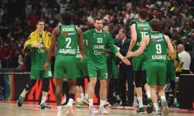 KEENAN EVANS Kinan Evans, TOMAS DIMSA kosarkasi Zalgirisa na utakmici Evrolige protiv Crvene zvezde u hali Beogradska Stark Arena, Beograd 09.02.2024. godine Foto: Ivica Veselinov / MN PRESS KOSARKA, BASKETBALL, EVROLIGA, EUROLEAGUE, CRVENA ZVEZDA, ZALGIRIS