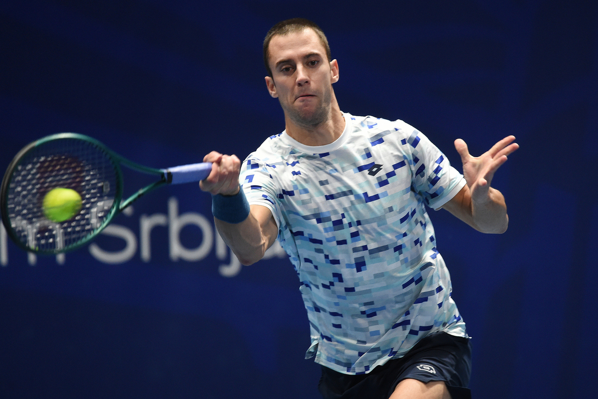 LASLO DJERE, teniser Srbije, na Belgrade Open ATP mecu, protiv DUJE AJDUKOVIC Hrvatska, u Beogradskoj areni. Beograd, 06.11.2024. foto: Nebojsa Parausic