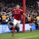 Nottingham Forest's Chris Wood celebrates after scoring his side's third goal of the game during the Premier League match between Brighton and Nottingham Forest at the City Ground, Nottingham, England, Saturday Feb. 1, 2025. (Mike Egerton/PA via AP)