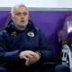 enerbahce's head coach Jose Mourinho, left, during the Europa League playoff second leg soccer match between Anderlecht and Fenerbahce at the RSC Anderlecht stadium in Brussels, Thursday, Feb. 20, 2025. (AP Photo/Omar Havana)