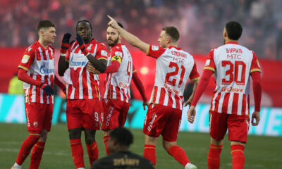 fudbaler Crvene Zvezde na utakmici Mocart Superlige protiv Partizana na stadionu Rajko Mitic, Beograd 22.02.2025. godine Foto: Ivica Veselinov / MN PRESS FUDBAL, FOOTBALL, MOZZART SUPERLIGA, CRVENA ZVEZDA, RED STAR, NATIONAL CHAMPIONSHIP, PRVENSTVO SRBIJE, PARTIZAN, DERBI