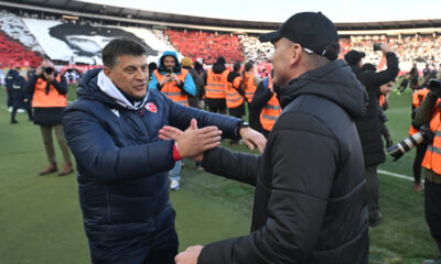 VLADAN MILOJEVIC trener i SRDJAN BLAGOJEVIC trener CRVENA ZVEZDA vs PARTIZAN Beograd, 22.02.2025. foto: Marko Metlas Fudbal, Crvena zvezda, Partizan