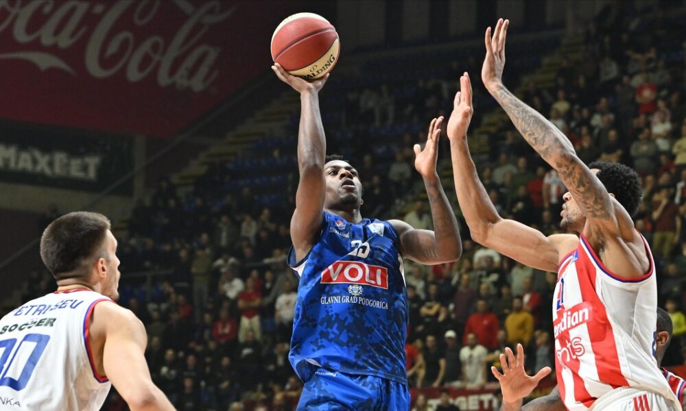 kosarkas Budućnosti na utakmici Jadranske ABA lige protiv Crvene zvezde u hali Aleksandar Nikolic Pionir, Beograd 10.02.2025. godine Foto: Marko Metlas Kosarka, Crvena zvezda, Jadranska ABA liga, Buducnost Podgorica