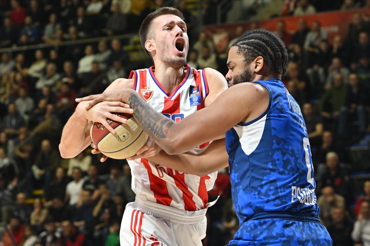 kosarkas Crvene zvezde na utakmici Jadranske ABA lige protiv Buducnosti Podgorica u hali Aleksandar Nikolic Pionir, Beograd 10.02.2025. godine Foto: Marko Metlas Kosarka, Crvena zvezda, Jadranska ABA liga, Buducnost Podgorica