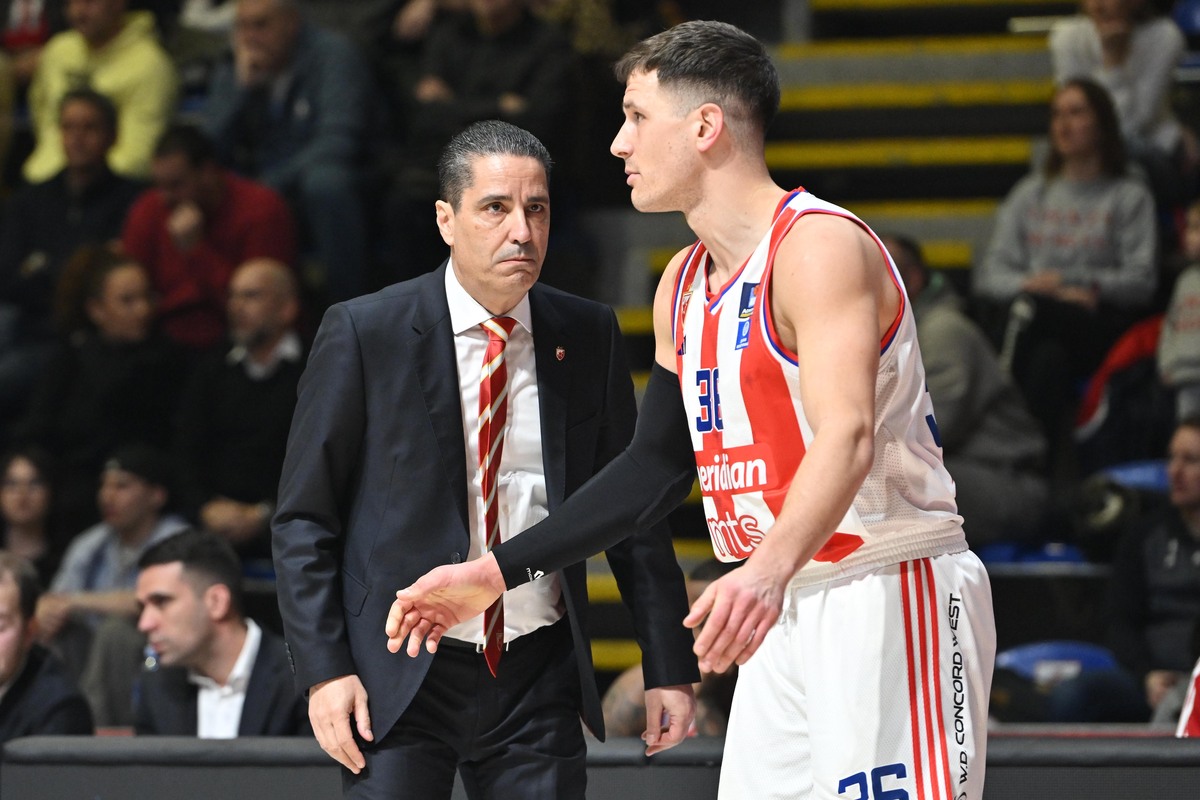 kosarkas Crvene zvezde na utakmici Jadranske ABA lige protiv Buducnosti Podgorica u hali Aleksandar Nikolic Pionir, Beograd 10.02.2025. godine Foto: Marko Metlas Kosarka, Crvena zvezda, Jadranska ABA liga, Buducnost Podgorica