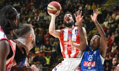 kosarkas Crvene zvezde na utakmici Jadranske ABA lige protiv Buducnosti Podgorica u hali Aleksandar Nikolic Pionir, Beograd 10.02.2025. godine Foto: Marko Metlas Kosarka, Crvena zvezda, Jadranska ABA liga, Buducnost Podgorica
