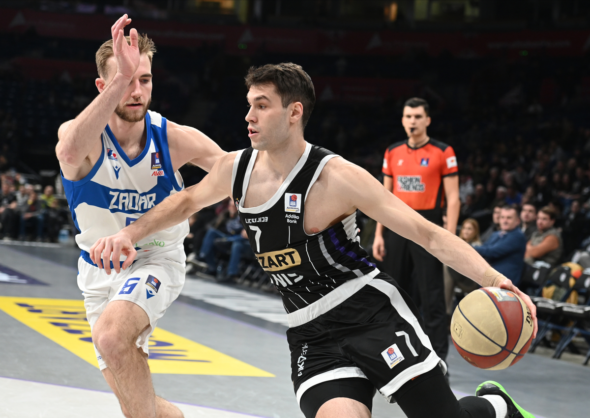 , kosarkas Partizana, na utakmici ABA Lige protiv Zadra, u Beogradskoj Areni. Beograd, 10.02.2025. foto: Nebojsa Parausic Kosarka, ABA League, Partizan, Zadar