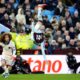 Aston Villa's Matty Cash hits the floor during their English Premier League soccer match against Chelsea at Villa Park, Birmingham, England, Saturday, Feb. 22, 2025. (Nick Potts/PA via AP)