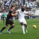 Napoli's Romelu Lukaku in action, during the Italian Serie A between soccer match between Como and Napoli at the Giuseppe Sinigaglia stadium in Como, north Italy, Sunday, Feb. 23, 2025. (Antonio Saia/LaPresse via AP)