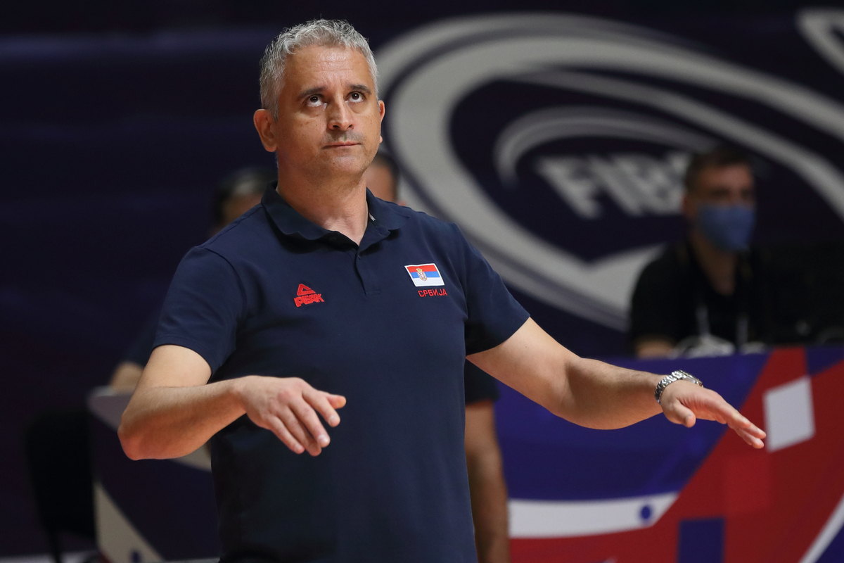 IGOR KOKOSKOV selektor i trener kosarkasa reprezentacije Srbije na utakmici finala FIBA Olimpijskog kvalifikacionog turnira OQT protiv Italije u hali Pionir Aleksandar Nikolic, Beograd 04.07.2021. godine Foto: Marko Metlas Kosarka, Srbija, Italija, Olimpijski kvalifikacioni turnir, Olimpijada Tokio 2021