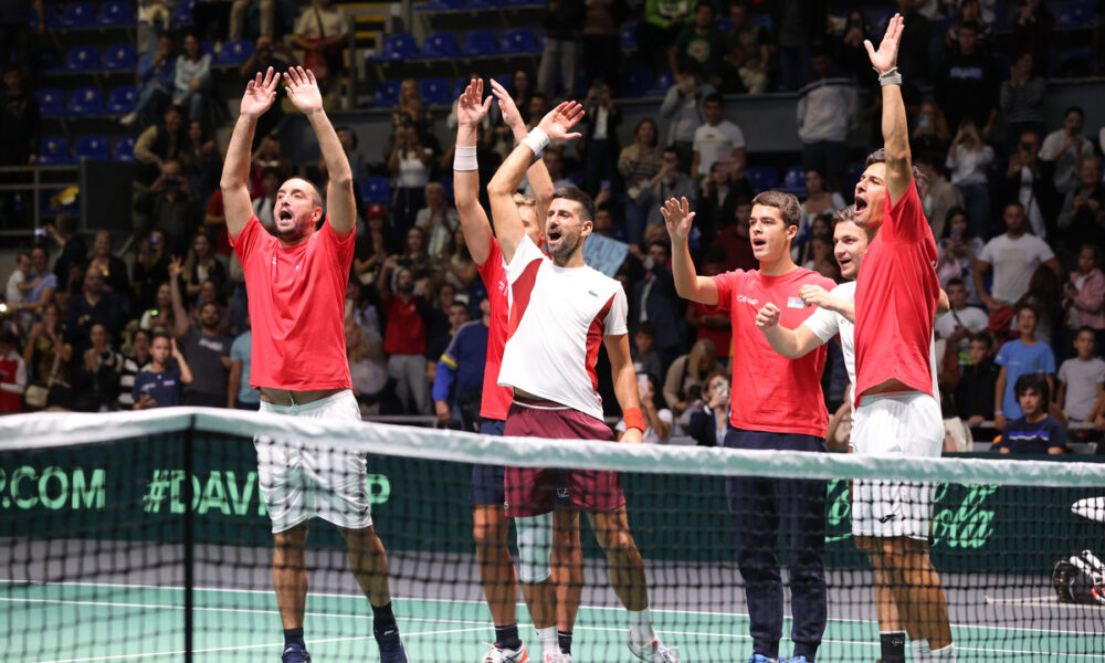 VIKTOR TROICKI, HAMAD MEDJEDOVIC, NOVAK DJOKOVIC, MIOMIR KECMANOVIC i ILIJA BOZOLJAC na treningu Dejvis kup reprezentacije Srbije u hali Aleksandar Nikolic pred mec sa Grckom, Beograd 13.09.2024. godine Foto: MN PRESS TENIS, TENNIS, DEJVIS KUP, DAVIS CUP, SRBIJA, SERBIA, GRCKA, GREECE