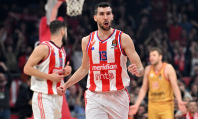 OGNJEN DOBRIC kosarkas Crvene zvezde na utakmici Evrolige protiv Olimpijakosa Pirej u hali Beogradska arena, Beograd 13.12.2024. godine Foto: Marko Metlas Kosarka, Crvena zvezda, Evroliga, Olimpijakos Pirej