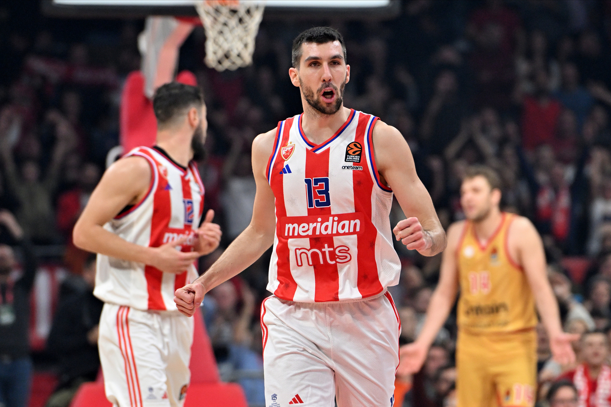 OGNJEN DOBRIC kosarkas Crvene zvezde na utakmici Evrolige protiv Olimpijakosa Pirej u hali Beogradska arena, Beograd 13.12.2024. godine Foto: Marko Metlas Kosarka, Crvena zvezda, Evroliga, Olimpijakos Pirej