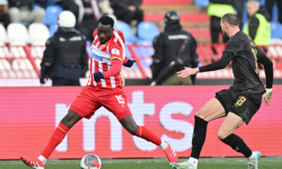 SILAS KATOMPA fudbaler Crvene zvezde na utakmici Superlige Prvenstva Srbije protiv Partizana na stadionu Rajka Mitica, Beograd, 22.02.2024. godine Foto: Marko Metlas Fudbal, Crvena zvezda, Superliga Prvenstvo Srbije, Partizan