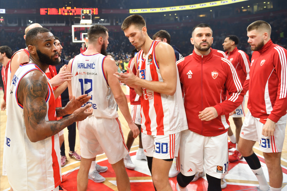 CODI MILLER MCINTYRE Kodi Miler Mekintajer, NIKOLA KALINIC, FILIP PETRUSEV , BRANKO LAZIC TUGA kosarkasa Crvene zvezde na utakmici Evrolige protiv Zalgirisa Kaunas u hali Beogradska arena, Beograd 27.02.2025. godine Foto: Marko Metlas Kosarka, Crvena zvezda, Evroliga, Zalgiris Kaunas