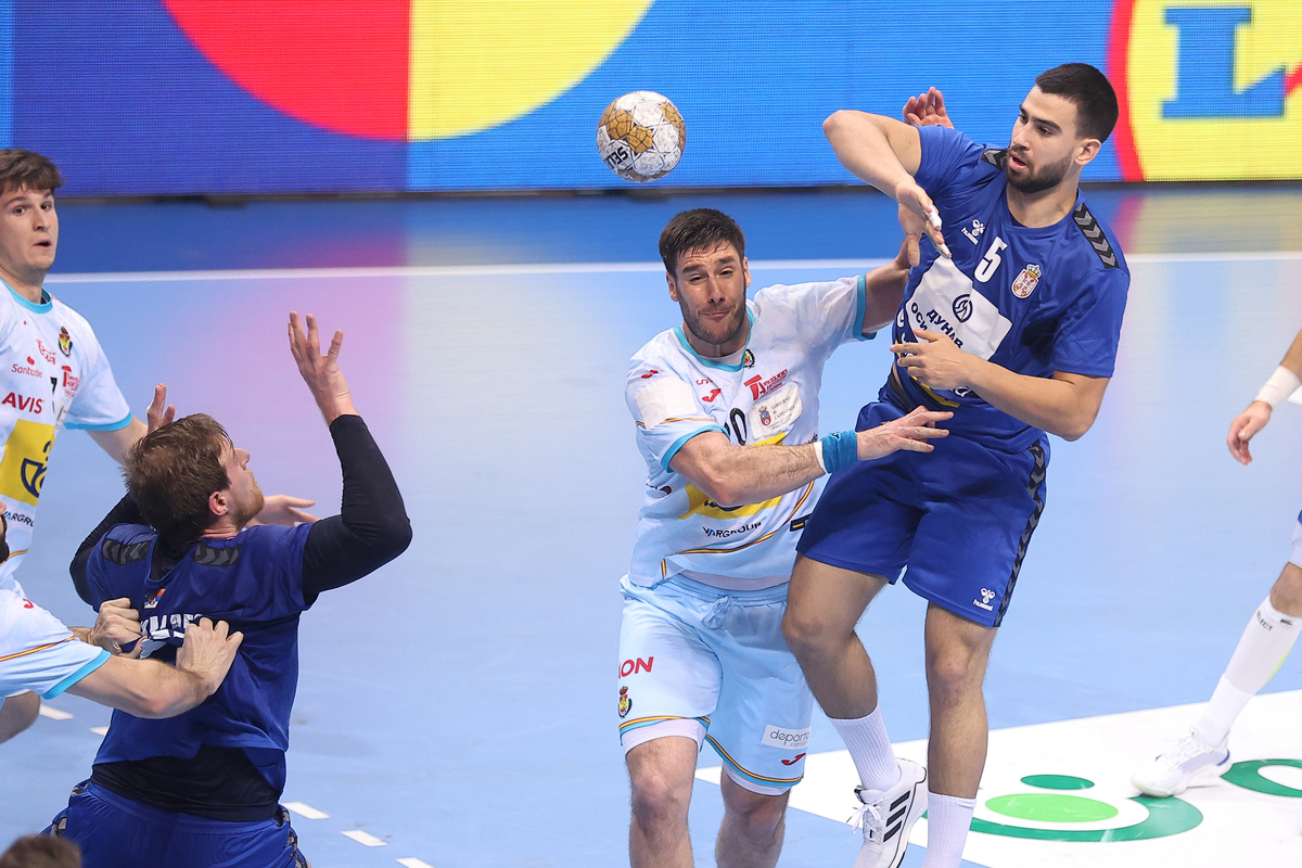 MILOS KOS rukometas Srbije na utakmici EHF kvalifikacija za Evropsko Prvenstvo protiv Spanije u SC Ibar, Kraljevo 13.03.2025. godine Foto: Ivica Veselinov / MN PRESS RUKOMET, HANDBALL, SRBIJA, SPANIJA, ESPANA, SPAIN, EHF