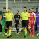 SRDJAN JOVANOVIC, glavni sudija, i pomocnici UROS STOJKOVIC i MILAN MIHAJLOVIC, na prvenstvenoj utakmici Jedinstvo - Radnicki, na stadionu TC Vozdovac. Beograd, 14.03.2025. foto: MN Press / vm Fudbal, Jedinstvo Ub, Radnicki 1923