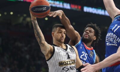 kosarkas Partizana na utakmici Evrolige protiv Efesa u hali Beogradska Arena, Beograd 21.03.2025. godine Foto: Ivica Veselinov / MN PRESS KOSARKA, BASKETBALL, EVROLIGA, EUROLEAGUE, PARTIZAN, EFES