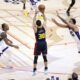 Golden State Warriors' Stephen Curry hits a 3-pointer, the 4000th of his career, in 3rd quarter against Sacramento Kings during NBA game at Chase Center in San Francisco on Thursday, March 13, 2025. (Scott Strazzante/San Francisco Chronicle via AP)