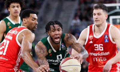 in action during regular season basketball match of AdmiralBet ABA League 2024/2025 between Cedevita Olimpija Ljubljana (SLO) and Crvena Zvezda MeridianBet (SRB) in SRC Stozice, Ljubljana, Slovenia on March 9, 2025. Photo: Filip Barbalic