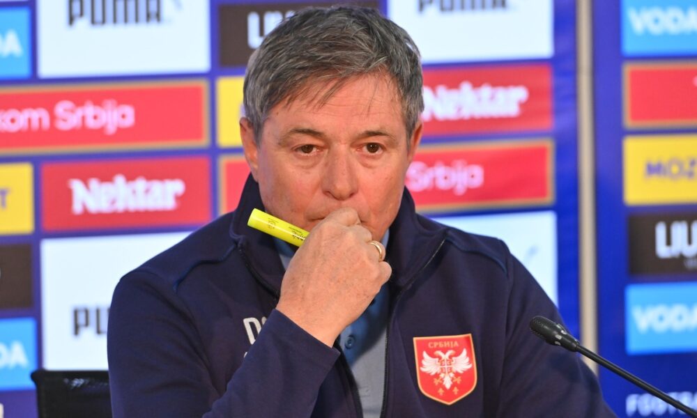 DRAGAN STOJKOVIC PIKSI selektor i trener fudbalske reprezentacije Srbije pres konferencija u sportskom centru FSS, Stara Pazova 22.03.2025. godine Foto: Marko Metlas Fudbal, Srbija, Pres konferencija