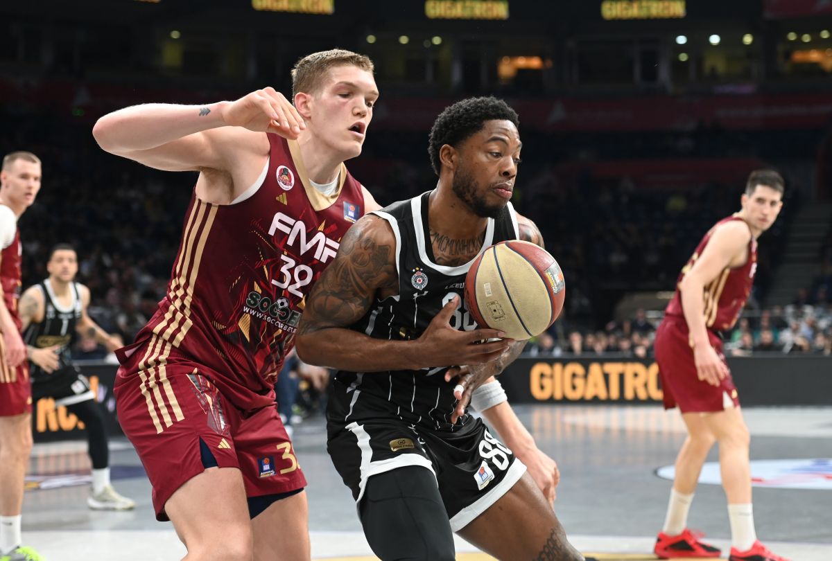 TYRIQUE JONES Tajrik Dzouns, kosarkas Partizana, na utakmici ABA Lige protiv FMP, u Beogradskoj areni. Beograd, 10.03.2025. foto: Nebojsa Parausic Kosarka, ABA League, Partizan, FMP