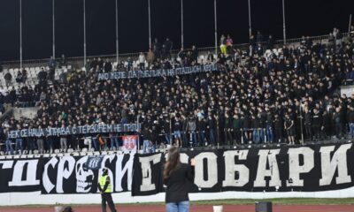 GROBARI navijaci fudbalera Partizana na utakmici Superlige Prvenstva Srbije protiv Novog Pazara na stadionu Partizana, Beograd 08.03.2025. godine Foto: Marko Metlas Fudbal, Partizan, Superliga Prvenstvo Srbije, Novi Pazar