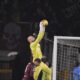 Torino's goalkeeper Vanja Milinkovic-Savic makes a save during the Serie A soccer match between Torino and Empoli at the Stadio Olimpico Grande Torino in Turin, Italy, Saturday, March 15, 2025. (Marco Alpozzi/LaPresse via AP)