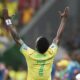 Brazil's Vinicius Junior celebrates after scoring his side's second goal against Colombia during a FIFA World Cup 2026 qualifying soccer match at Mane Garrincha stadium in Brasilia, Brazil, Thursday, March 20, 2025. (AP Photo/Eraldo Peres)