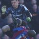 Crystal Palace's Jean-Philippe Mateta is fouled by Millwall goalkeeper Liam Roberts, for which he got a red card, during the English FA Cup soccer match between Crystal Palace and Millwall at Selhurst Park, London, England, Saturday, March 1, 2025. (AP Photo/Ian Walton)