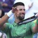 Novak Djokovic, of Serbia, gestures after winning his match against Rinky Hijikata, of Australia, during the Miami Open tennis tournament, Friday, March 21, 2025, in Miami Gardens, Fla. (AP Photo/Lynne Sladky)