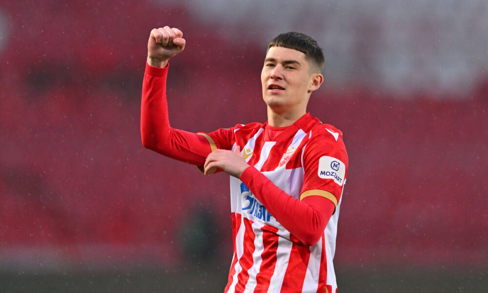 ANDRIJA MAKSIMOVIC fudbaler Crvene zvezde na utakmici Kupa Srbije protiv OFK Beograda na stadionu Rajko Mitic, Beograd 26.03.2025. godine Foto: Marko Metlas Fudbal, Crvena zvezda, Kup Srbije, OFK Beograd