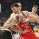 kosarkas Crvene zvezde na utakmici ABA lige protiv Partizana u hali Beogradska Arena, Beograd 21.04.2025. godine Foto: Ivica Veselinov / MN PRESS KOSARKA, BASKETBALL, ABA LIGA, ABA LEAGUE, KK PARTIZAN, KK CRVENA ZVEZDA