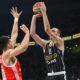 kosarkas Partizana na utakmici Jadranske ABA lige protiv Crvene zvezde u hali Beogradska arena, Beograd 21.04.2025. godine Foto: Marko Metlas Kosarka, Crvena zvezda, Jadranska ABA liga, Partizan