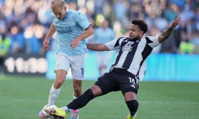 Italy Soccer Serie A Lazio's Gustav Isaksen, left, and Juventus' Weston McKennie vie for the ball during the Serie A soccer match between Lazio and Juventus at Rome's Olympic stadium, Saturday, May 10, 2025. (Alfredo Falcone/LaPresse via AP)