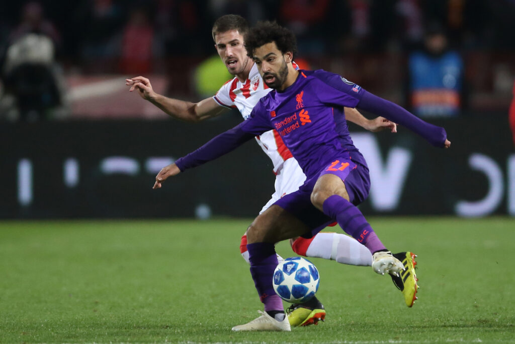 MOHAMED SALAH fudbaler Liverpula na utakmici UEFA Lige Sampiona protiv Crvene zvezde na stadionu Rajko Mitic, Beograd 06.11.2018. godine Foto: Marko Metlas Fudbal, Crvena zvezda, UEFA Liga Sampiona , Liverpul