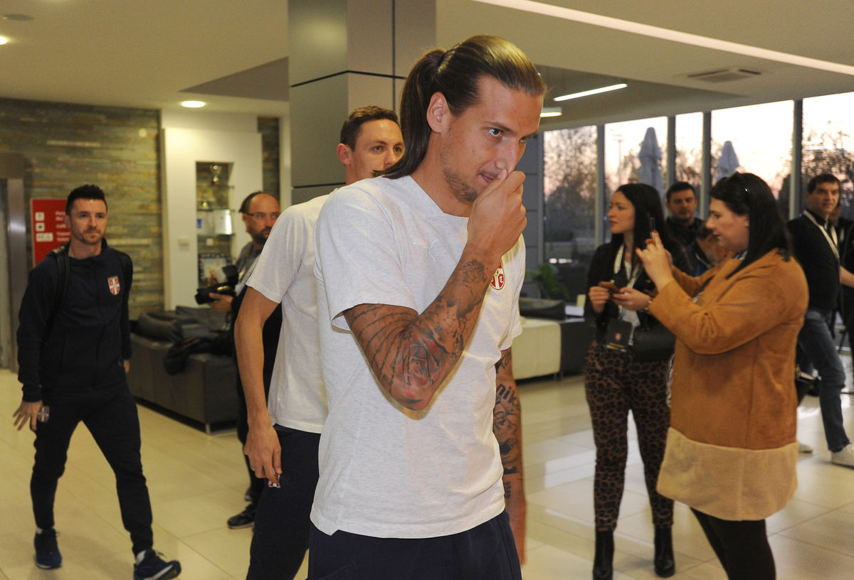 ALEKSANDAR PRIJOVIC, fudbaler Srbije, na press konferenciji, u SC FSS. Stara Pazova, 12.11.2018. foto: Nebojsa Parausic Fudbal, Srbija