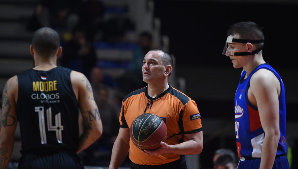 ILIJA BELOSEVIC, sudija na utakmici ABA lige Partizan - Igokea, u hali Aleksandar Nikolic. Beograd, 19.03.2022. foto: Nebojsa Parausic Kosarka, ABA league, Partizan, Igokea