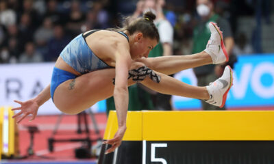 MARYNA BEKH ROMANCHUK Marina Bek Romancuk iz Ukrajine skok u dalj atletika IAAF Svetsko dvoransko prvenstvo u Stark Beogradskoj areni, Beograd 20.03.2022. godine Foto: Marko Metlas Atletika, Srbija, IAAF Svetsko dvoransko prvenstvo