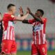 MILAN RODIC i GUELOR KANGA fudbaleri Crvene zvezde na utakmici Superlige Prvenstva Srbije protiv IMT na stadionu Rajka Mitica, Beograd, 03.04.2024. godine Foto: Marko Metlas Fudbal, Crvena zvezda, Superliga Prvenstvo Srbije, IMT