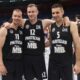 UROS TRIPKOVIC, NOVICA VELICKOVIC, MILENKO TEPIC kosarkasi veterana Partizana na utakmici protiv Valensije u hali Stark Beogradska arena, Beograd 12.04.2024. godine Foto: Marko Metlas Kosarka, Partizan, Veterani, Valensija