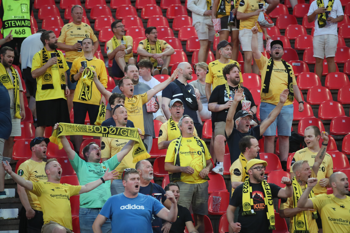 NAVIJACI fudbalera Bode Glimta na utakmici kvalifikacija za UEFA Ligu Sampiona protiv Crvene zvezde na stadionu Rajko Mitic, Beograd 28.08.2024. godine Foto: Ivica Veselinov / MN PRESS FUDBAL, FOOTBALL, UEFA CHAMPIONS LEAGUE, LIGA SAMPIONA, CRVENA ZVEZDA, RED STAR, BODO GLIMT, BODE GLIMT
