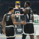 ISAAC BONGA Ajzak Bonga i CARLIK JONES Karlik Dzons kosarkasi Partizana na utakmici Evrolige protiv Zalgirisa u hali Beogradska Arena, Beograd 03.12.2024. godine Foto: Ivica Veselinov / MN PRESS KOSARKA, BASKETBALL, EVROLIGA, EUROLEAGUE, PARTIZAN, ZALGIRIS
