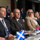 BRANKO RADUJKO sekretar FSS, DRAGAN DZAJIC predsednik FSS , SANDRA SREMCEVIC potpredsednik FSS na 49. UEFA Kongresu u Sava centru, Beograd 03.04.2025. godine Foto: Marko Metlas Fudbal, UEFA, 49. kongres