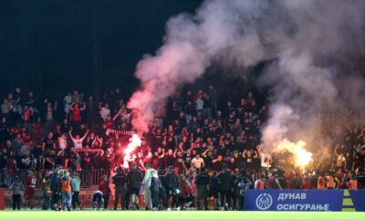 Navijaci fudbalera Radnickog, na prvenstvenoj utakmici protiv Crvene zvezde, na stadionu Cika Daca Kragujevac, 23.04.2025. foto: Mladjan Ivanovic / MN Press photo Fudbal, Radnicki 1923, Crvena zvezda