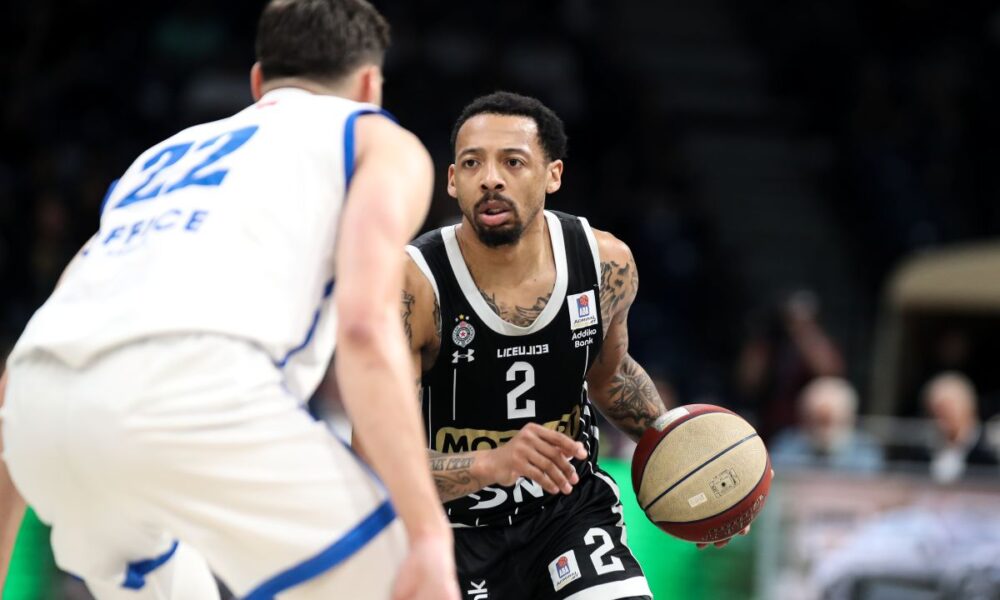 CARLIK JONES Karlik Dzons kosarkas Partizana na utakmici Jadranske ABA lige protiv Spartaka Subotica u hali Beogradska arena, Beograd 09.05.2025. godine Foto: MN PRESS Kosarka, Partizan, Jadranska ABA liga, Spartak Subotica